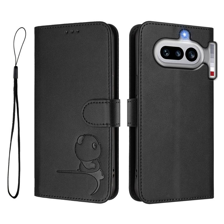 For Nothing Phone 4a Litter Panda Embossing RFID Leather Phone Case with Lanyard