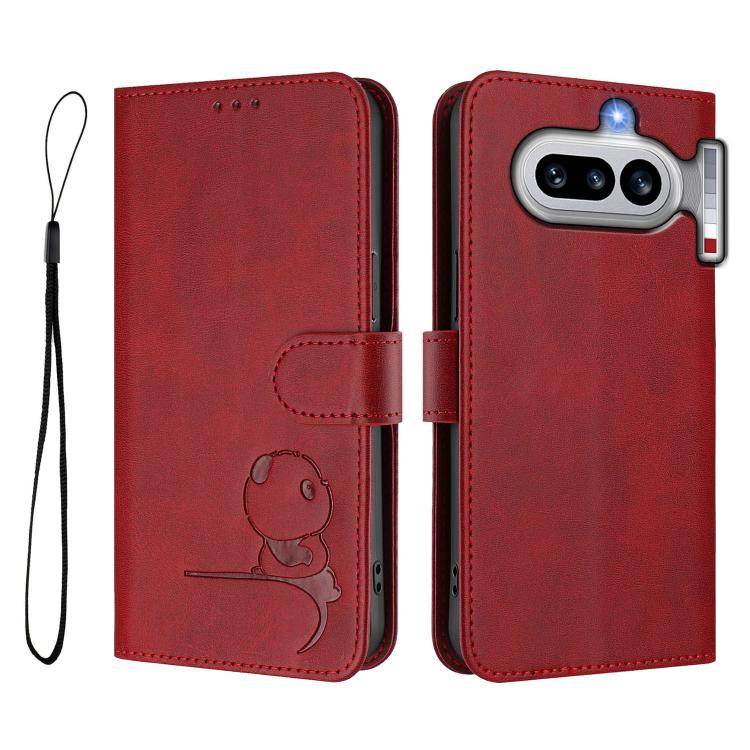 For Nothing Phone 4a Litter Panda Embossing RFID Leather Phone Case with Lanyard