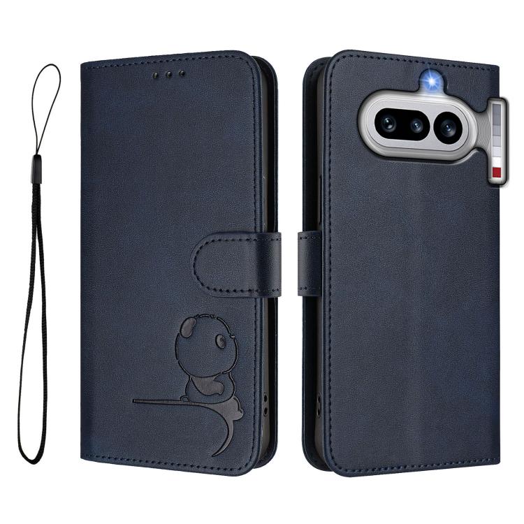 For Nothing Phone 4a Litter Panda Embossing RFID Leather Phone Case with Lanyard