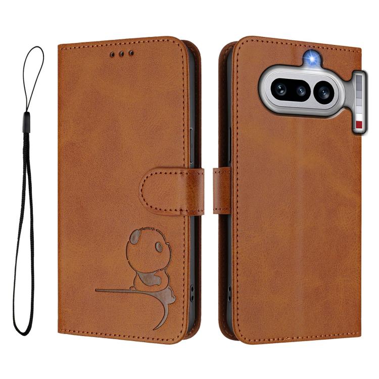 For Nothing Phone 4a Litter Panda Embossing RFID Leather Phone Case with Lanyard