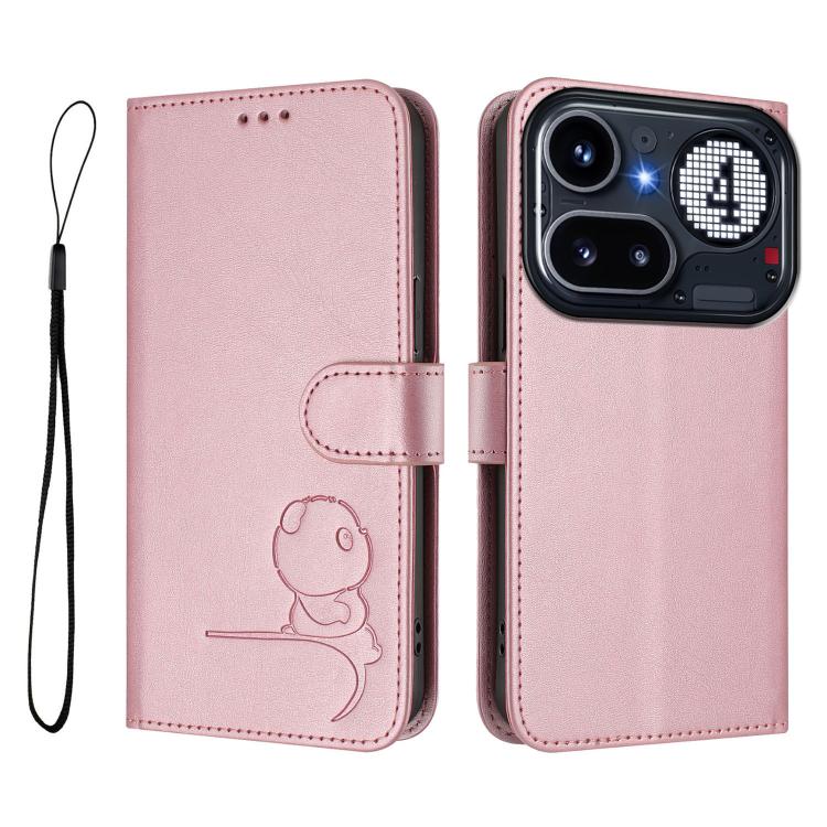For Nothing Phone 4a Pro Litter Panda Embossing RFID Leather Phone Case with Lanyard