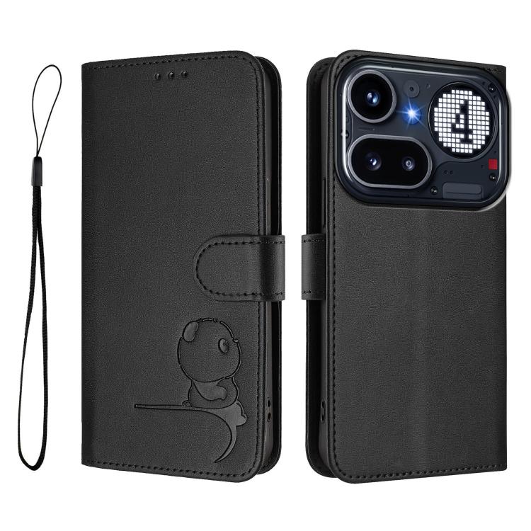 For Nothing Phone 4a Pro Litter Panda Embossing RFID Leather Phone Case with Lanyard