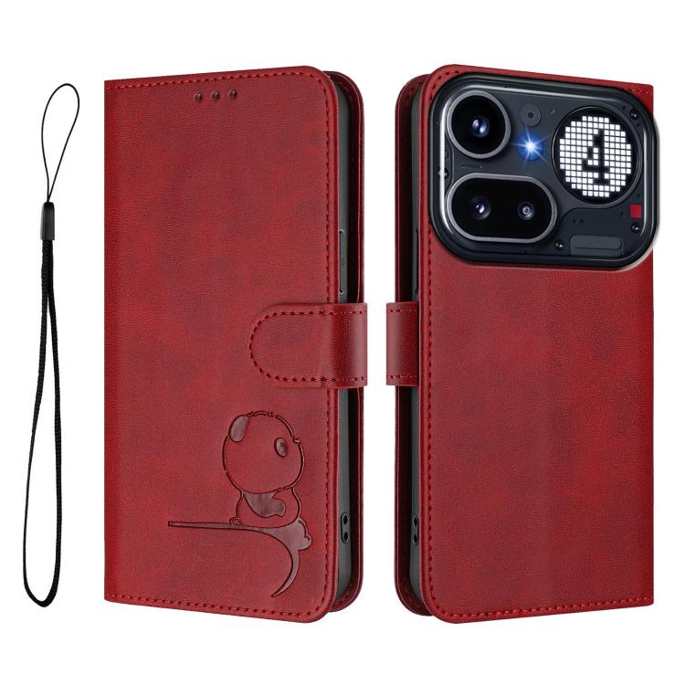 For Nothing Phone 4a Pro Litter Panda Embossing RFID Leather Phone Case with Lanyard