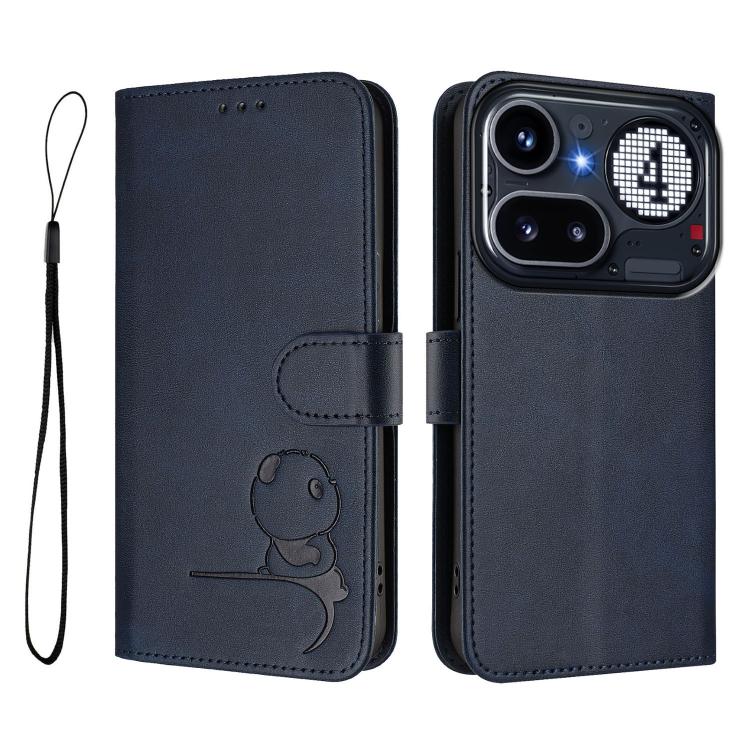 For Nothing Phone 4a Pro Litter Panda Embossing RFID Leather Phone Case with Lanyard