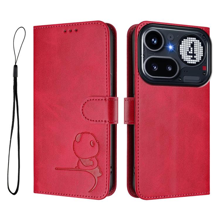 For Nothing Phone 4a Pro Litter Panda Embossing RFID Leather Phone Case with Lanyard