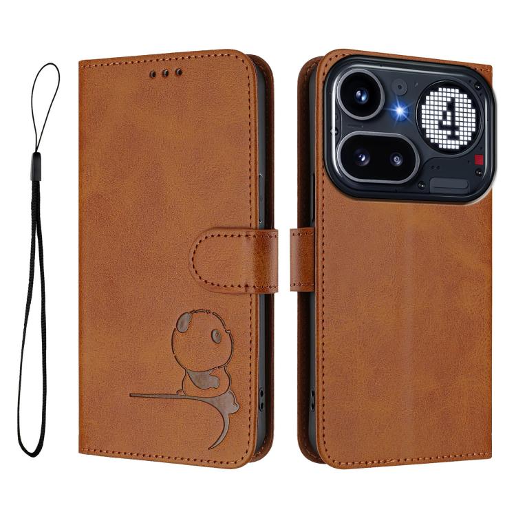 For Nothing Phone 4a Pro Litter Panda Embossing RFID Leather Phone Case with Lanyard