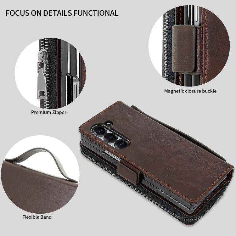 For Samsung Galaxy Fold5 VIETAO Magnetic Buckle RFID Wallet Leather Phone Case