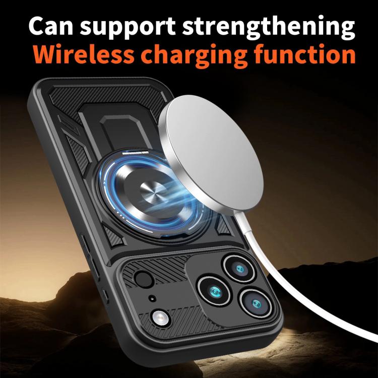 For iPhone 17 Pro Max Armor Rotating Holder MagSafe Phone Case