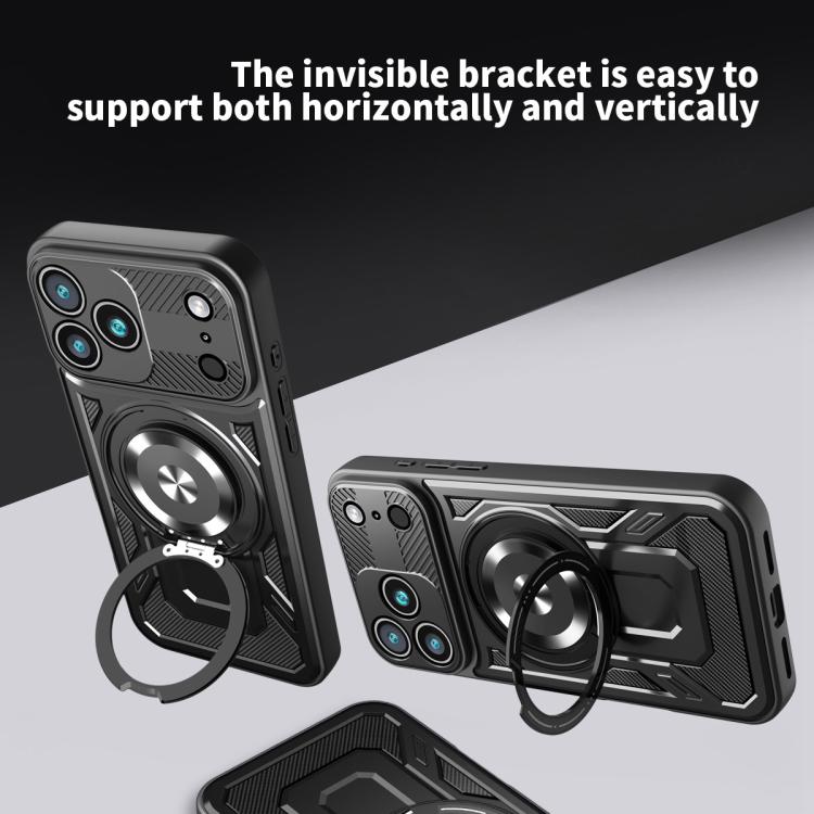 For iPhone 17 Pro Max Armor Rotating Holder MagSafe Phone Case