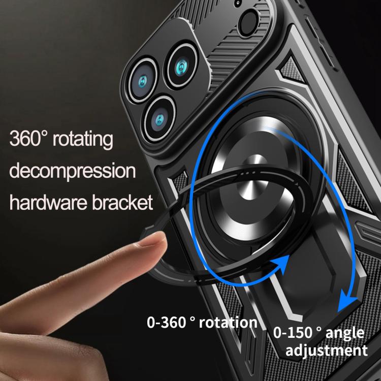 For iPhone 17 Pro Max Armor Rotating Holder MagSafe Phone Case