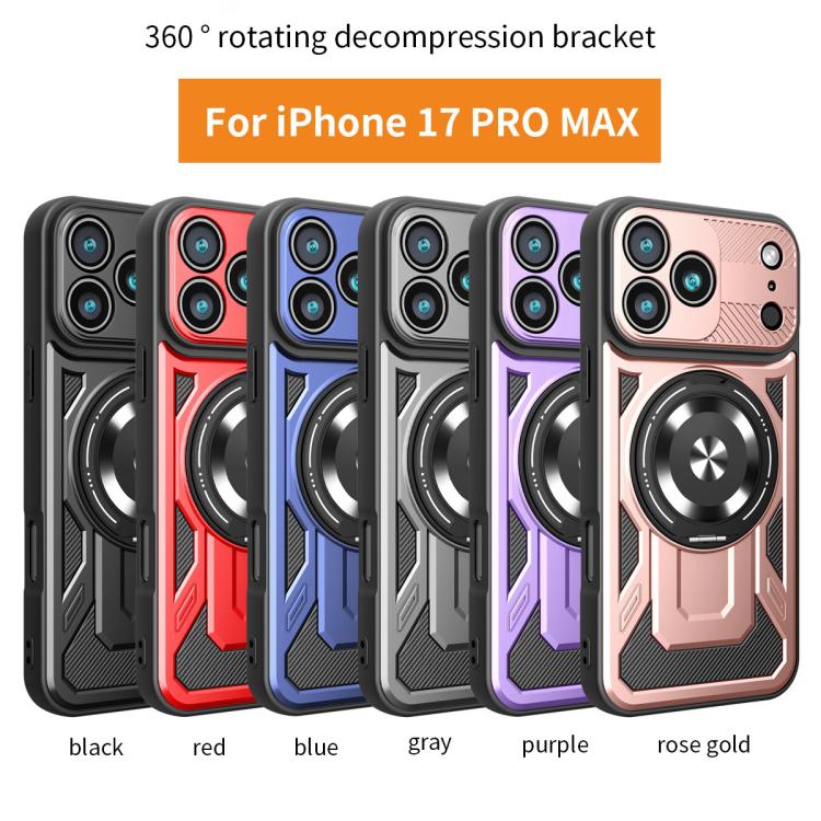 For iPhone 17 Pro Max Armor Rotating Holder MagSafe Phone Case