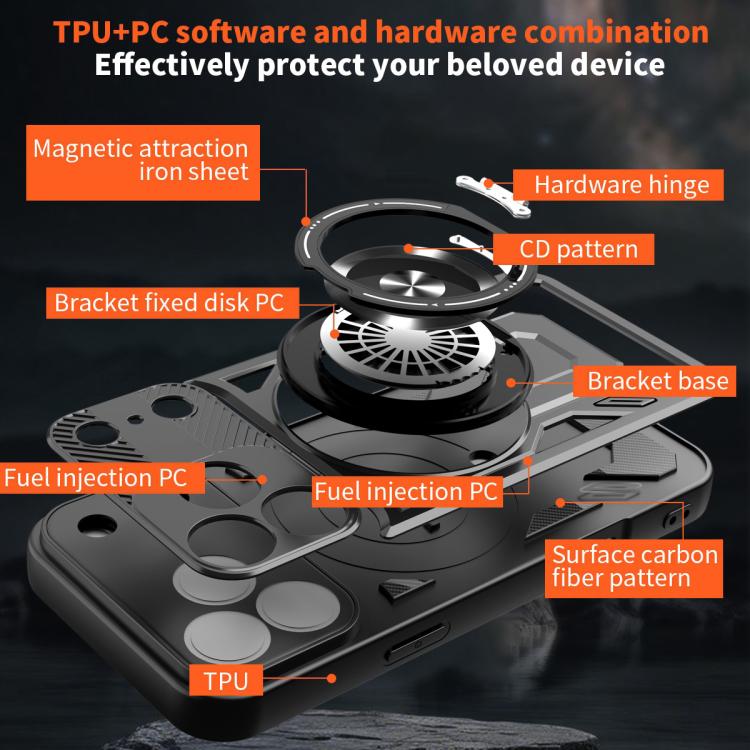 For iPhone 17 Pro Max Armor Rotating Holder MagSafe Phone Case