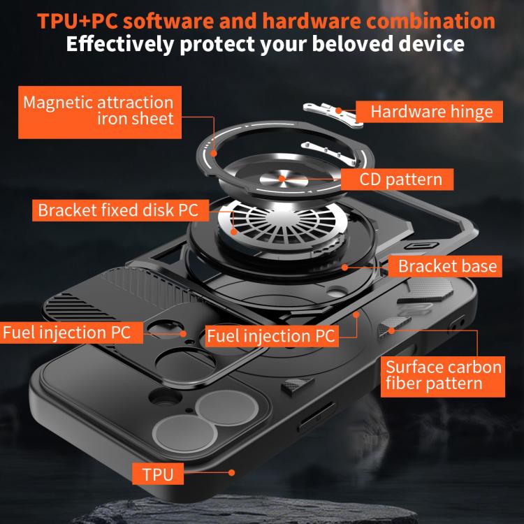 For iPhone 17 Armor Rotating Holder MagSafe Phone Case