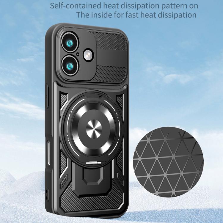 For iPhone 17 Armor Rotating Holder MagSafe Phone Case
