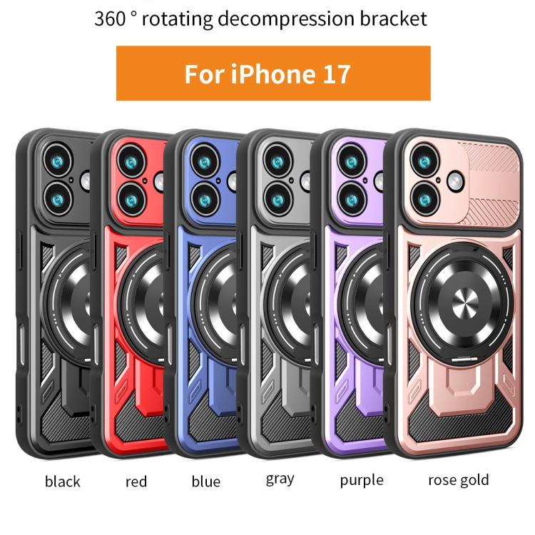 For iPhone 17 Armor Rotating Holder MagSafe Phone Case