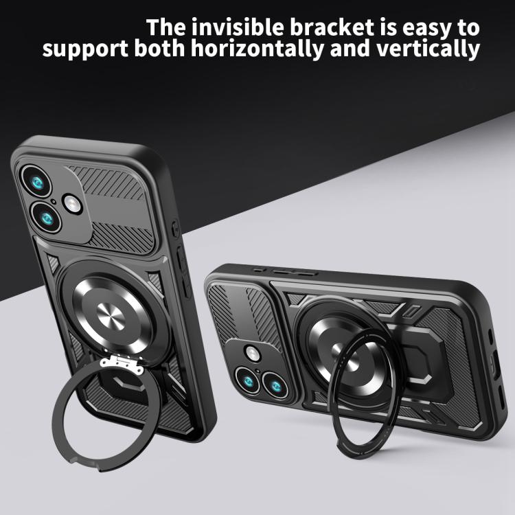 For iPhone 17 Armor Rotating Holder MagSafe Phone Case