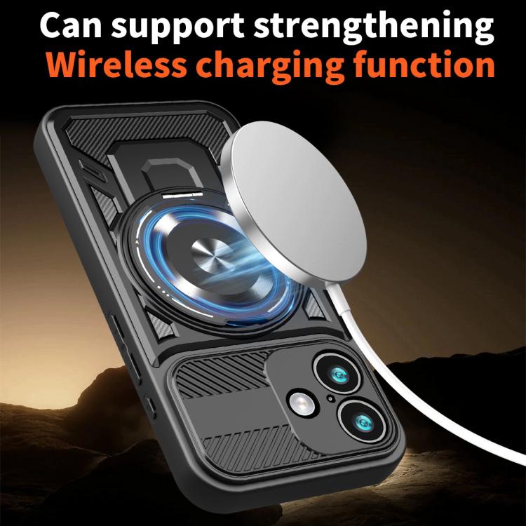 For iPhone 17 Armor Rotating Holder MagSafe Phone Case