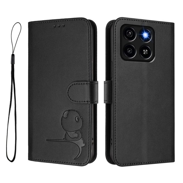 For ZTE Blade A35 / A55 Litter Panda Embossing RFID Leather Phone Case with Lanyard
