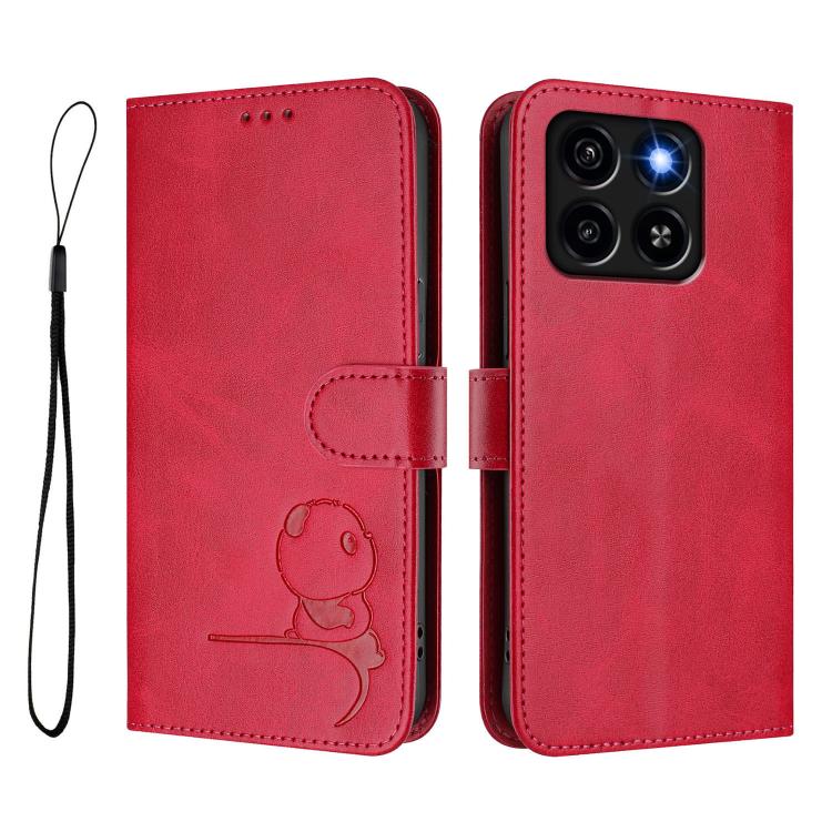 For ZTE Blade A35 / A55 Litter Panda Embossing RFID Leather Phone Case with Lanyard
