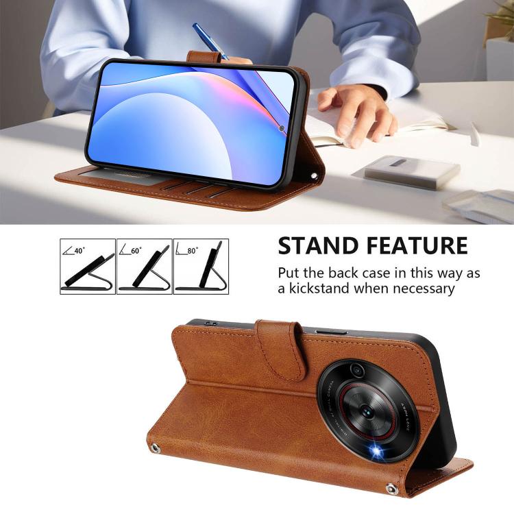 For ZTE Blade A75 5G / nubia Focus Litter Panda Embossing RFID Leather Phone Case with Lanyard