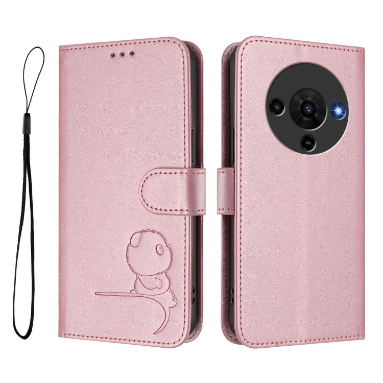 For ZTE Blade A76 5G Litter Panda Embossing RFID Leather Phone Case with Lanyard