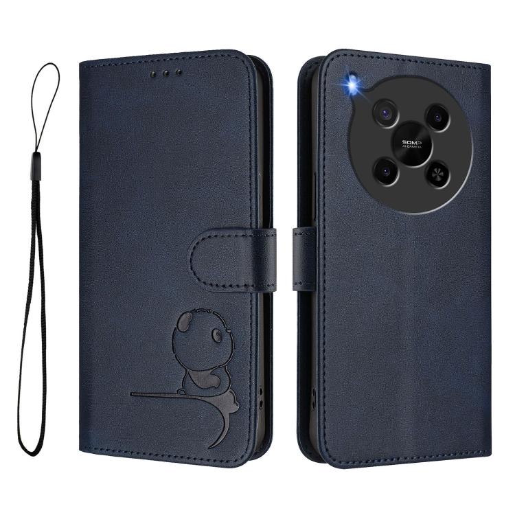 For ZTE Blade V70 Max Litter Panda Embossing RFID Leather Phone Case with Lanyard