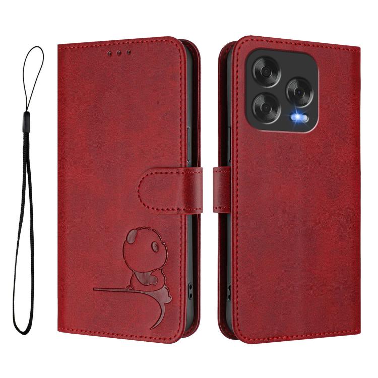 For ZTE Blade V70 Vita / V70 Design Litter Panda Embossing RFID Leather Phone Case with Lanyard