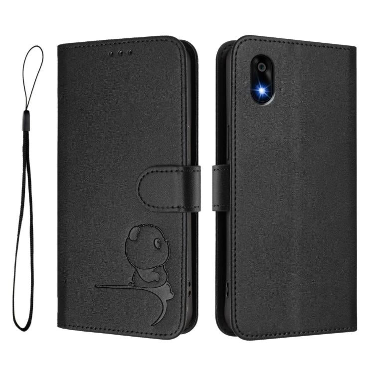 For ZTE Kantan Sumaho 4 A402ZT Litter Panda Embossing RFID Leather Phone Case with Lanyard