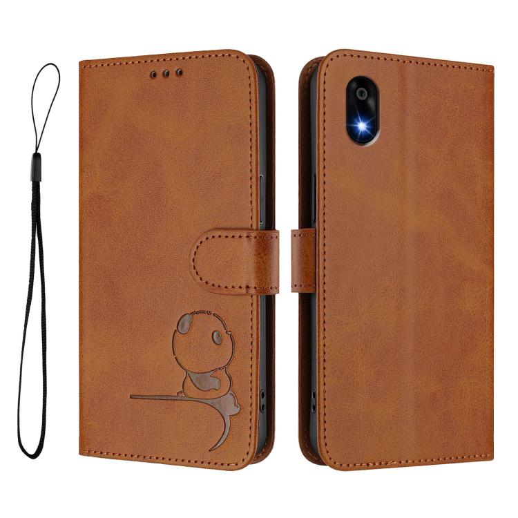 For ZTE Kantan Sumaho 4 A402ZT Litter Panda Embossing RFID Leather Phone Case with Lanyard