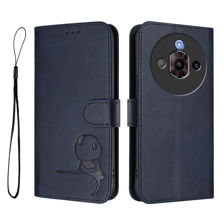 For ZTE nubia Focus Pro Litter Panda Embossing RFID Leather Phone Case with Lanyard