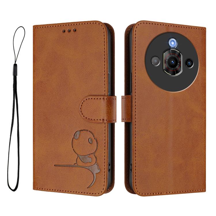 For ZTE nubia Focus Pro Litter Panda Embossing RFID Leather Phone Case with Lanyard