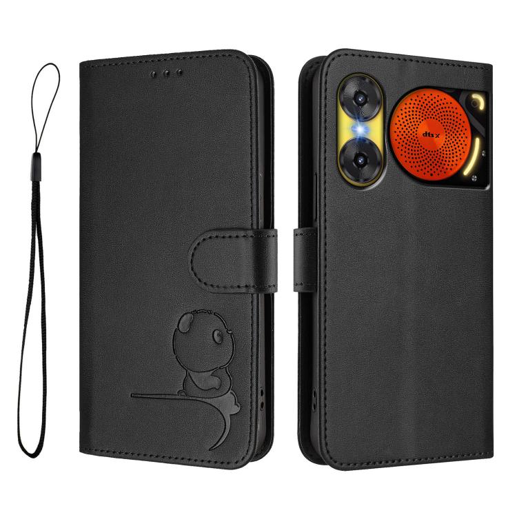 For ZTE nubia Music 2 Litter Panda Embossing RFID Leather Phone Case with Lanyard