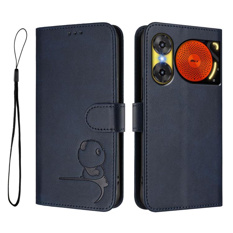 For ZTE nubia Music 2 Litter Panda Embossing RFID Leather Phone Case with Lanyard