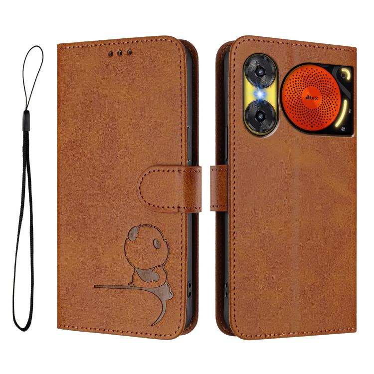 For ZTE nubia Music 2 Litter Panda Embossing RFID Leather Phone Case with Lanyard