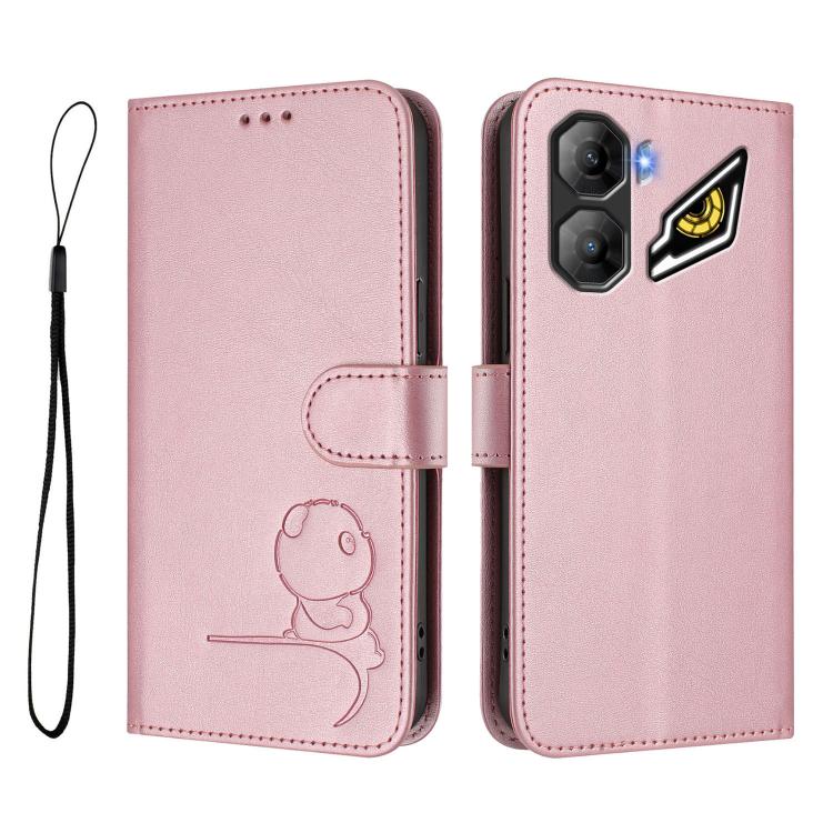 For ZTE nubia Neo 3 Litter Panda Embossing RFID Leather Phone Case with Lanyard