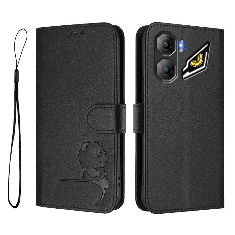 For ZTE nubia Neo 3 Litter Panda Embossing RFID Leather Phone Case with Lanyard