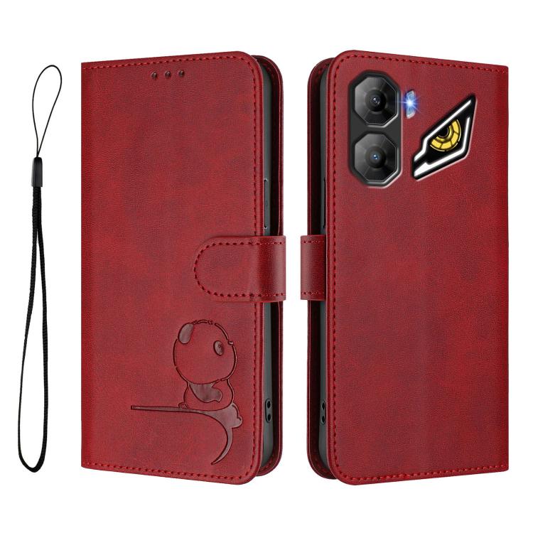 For ZTE nubia Neo 3 Litter Panda Embossing RFID Leather Phone Case with Lanyard