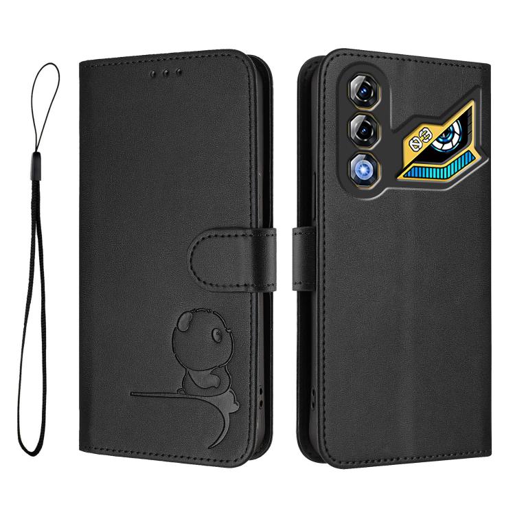 For ZTE nubia Neo 3 GT Litter Panda Embossing RFID Leather Phone Case with Lanyard