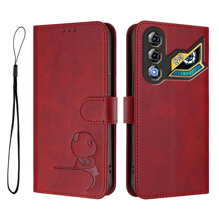 For ZTE nubia Neo 3 GT Litter Panda Embossing RFID Leather Phone Case with Lanyard