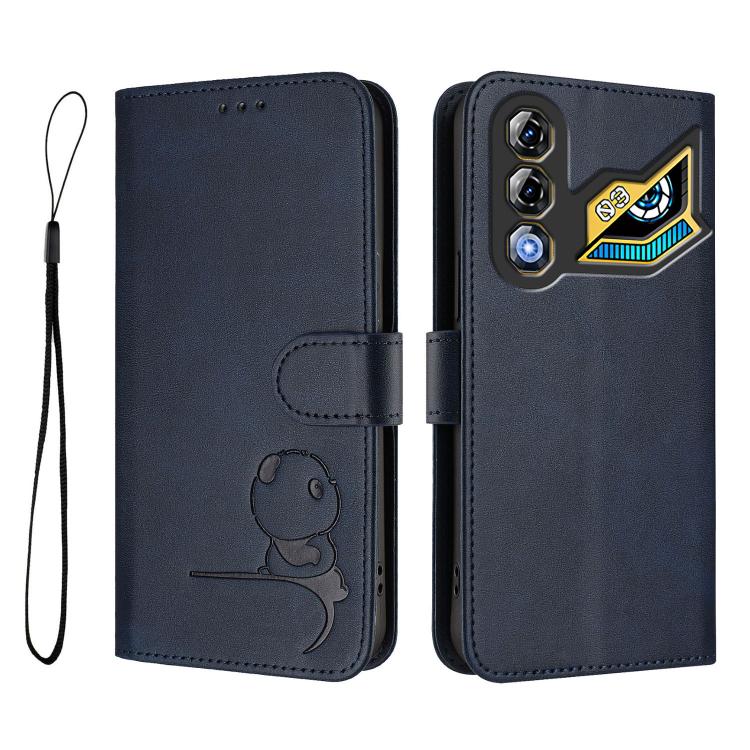 For ZTE nubia Neo 3 GT Litter Panda Embossing RFID Leather Phone Case with Lanyard