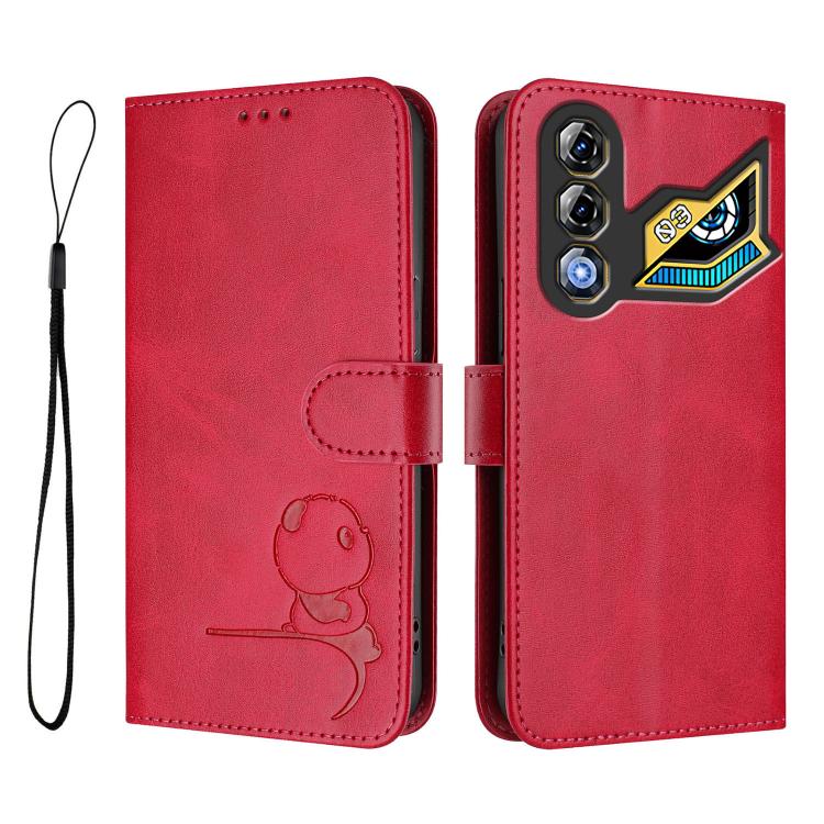 For ZTE nubia Neo 3 GT Litter Panda Embossing RFID Leather Phone Case with Lanyard