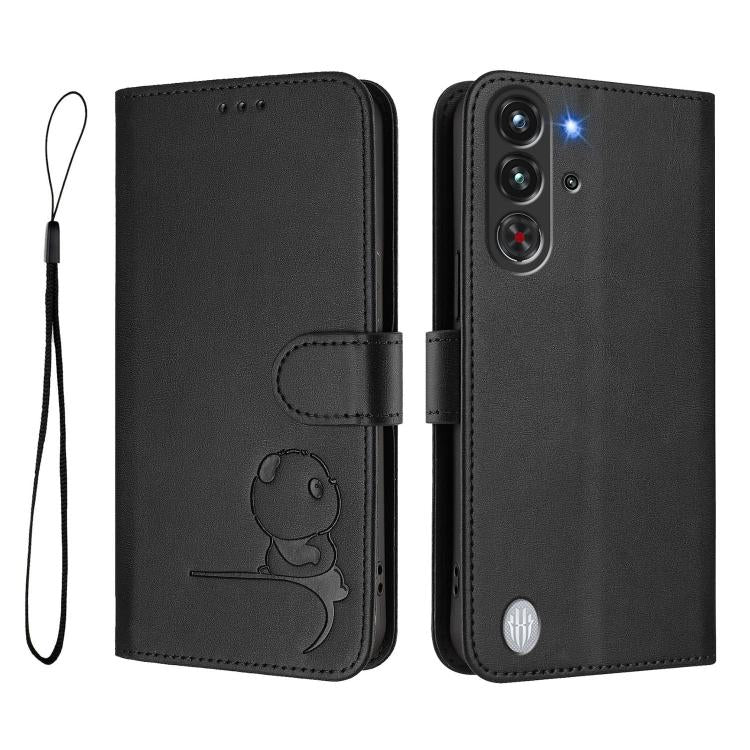 For ZTE nubia RedMagic 10 Pro / 10 Pro+ Litter Panda Embossing RFID Leather Phone Case with Lanyard