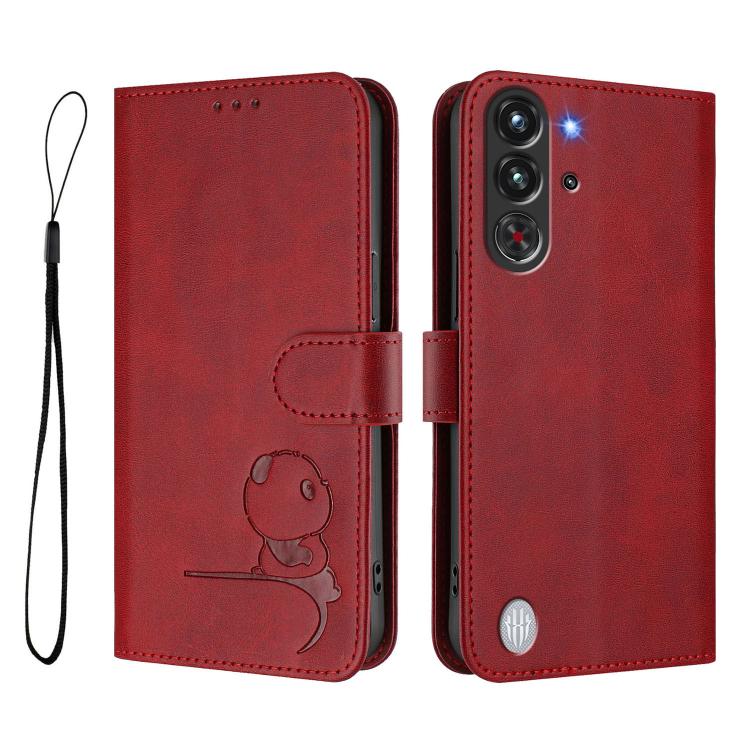 For ZTE nubia RedMagic 10 Pro / 10 Pro+ Litter Panda Embossing RFID Leather Phone Case with Lanyard