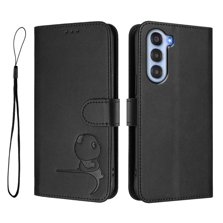 For ZTE nubia S 5G A403ZT Litter Panda Embossing RFID Leather Phone Case with Lanyard