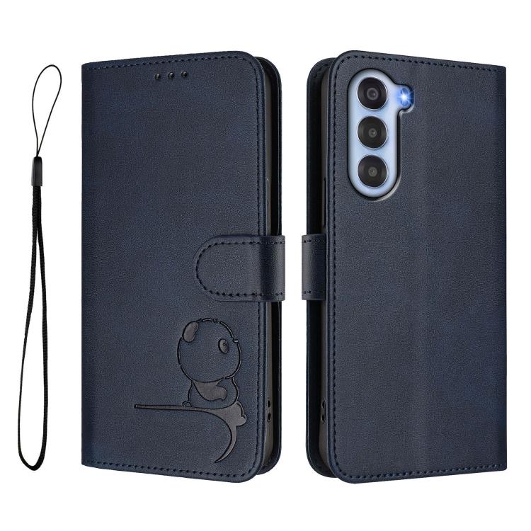 For ZTE nubia S 5G A403ZT Litter Panda Embossing RFID Leather Phone Case with Lanyard
