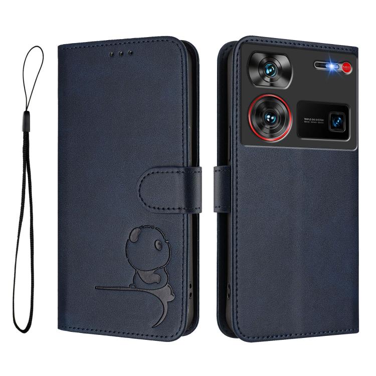 For ZTE nubia Z60 Ultra Litter Panda Embossing RFID Leather Phone Case with Lanyard