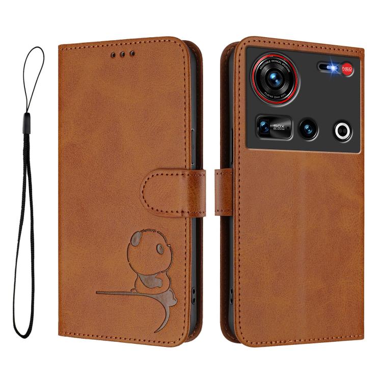 For ZTE nubia Z70 Ultra Litter Panda Embossing RFID Leather Phone Case with Lanyard