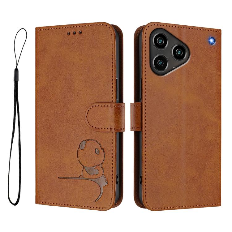 For ZTE Blade A76 4G Litter Panda Embossing RFID Leather Phone Case with Lanyard