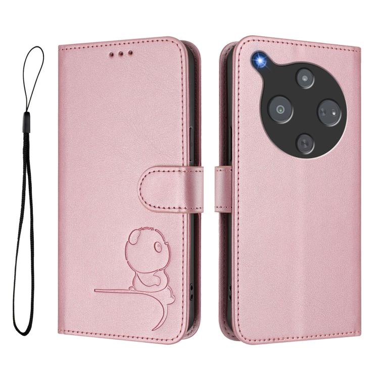 For ZTE nubia P9 Pro 5G / Optus X Pro 2 5G Litter Panda Embossing RFID Leather Phone Case with Lanyard