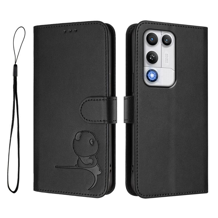 For ZTE nubia RedMagic 11 Air Litter Panda Embossing RFID Leather Phone Case with Lanyard